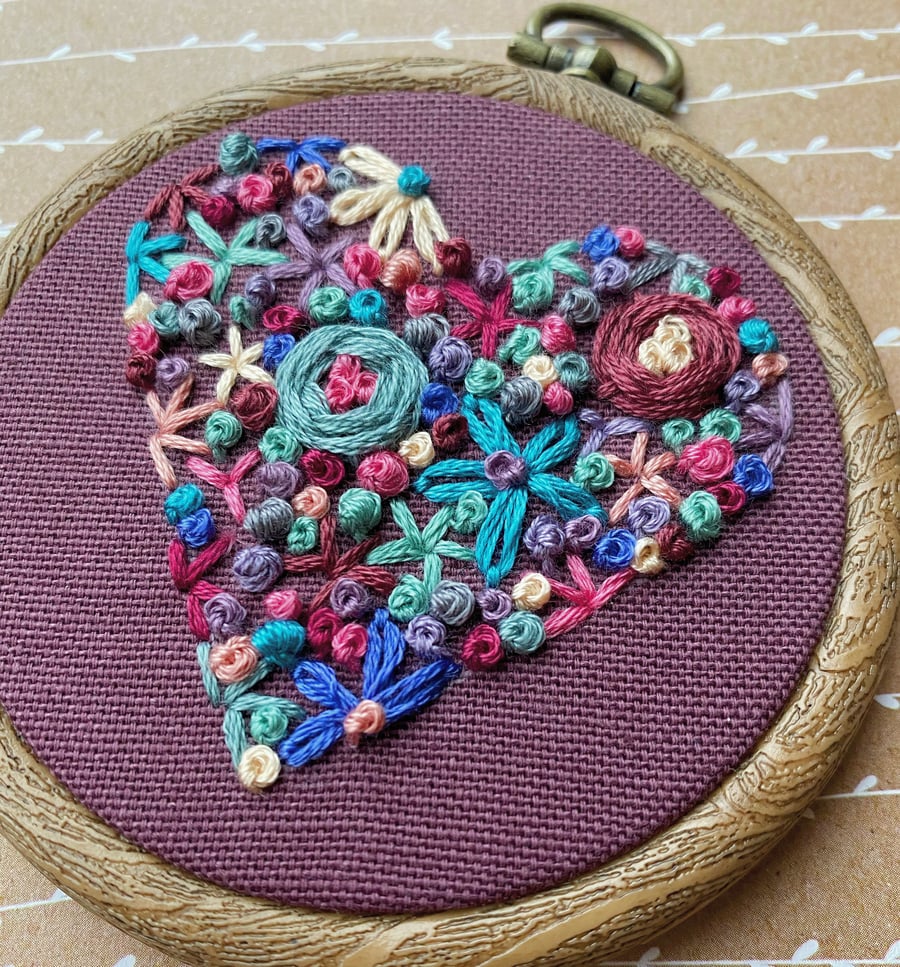 Love Heart Embroidery Hoop Art