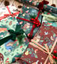 Pack of 2  Christmas Wrapping Paper Season's Tweetings on Burgundy - Image 9