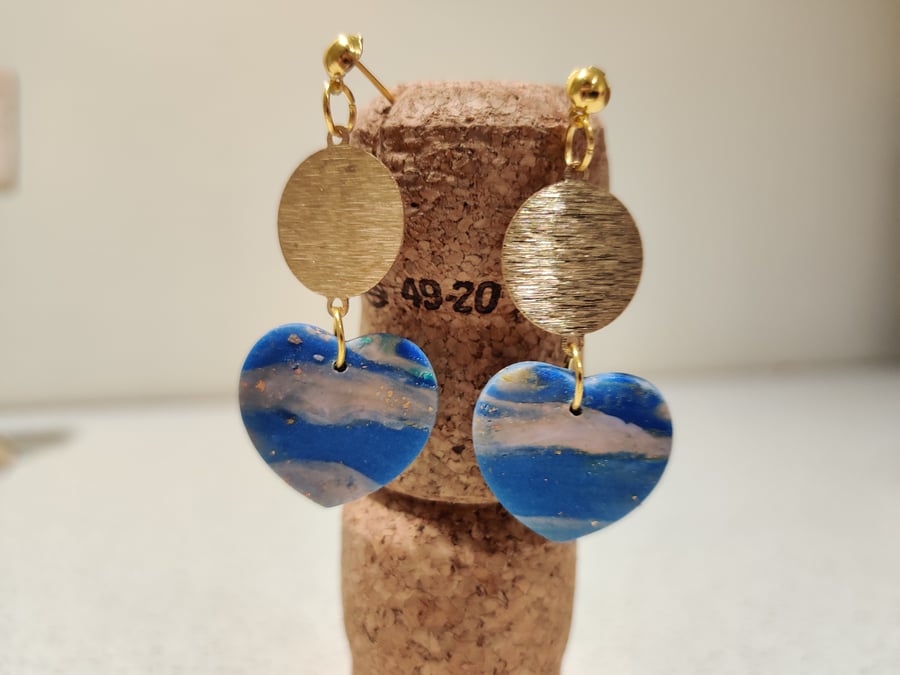 Heart night sky earrings