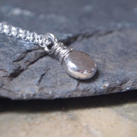 Silver Necklace, Recycled Silver, Eco-friendly, Silver Pebble