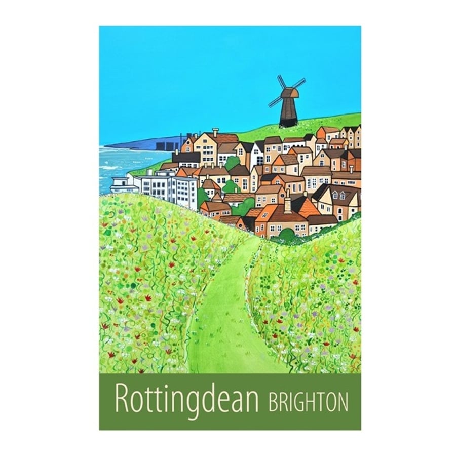 Rottingdean Brighton travel poster print by Susie West