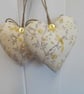 Pair heart decorations in Laura Ashley fabric yellow Summer Palace - Image 4