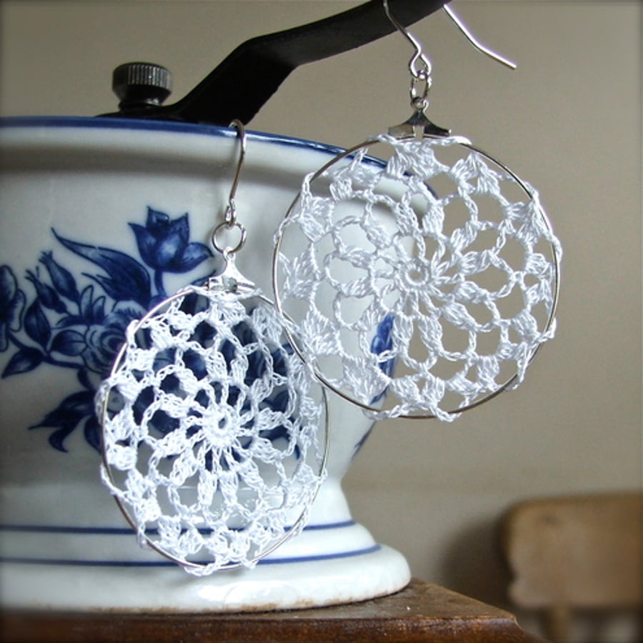 White Doily Earrings
