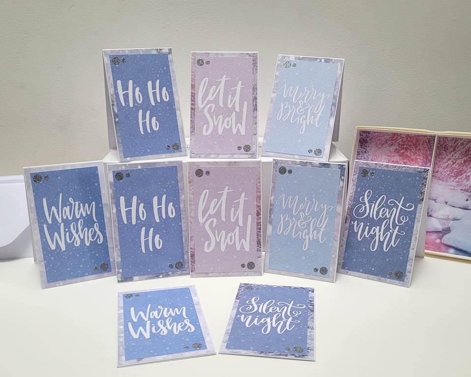 10x Mini Christmas Cards - Boxed Set of Cards including envelopes