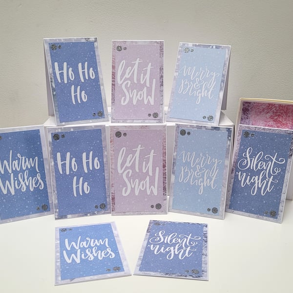 10x Mini Christmas Cards - Boxed Set of Cards including envelopes