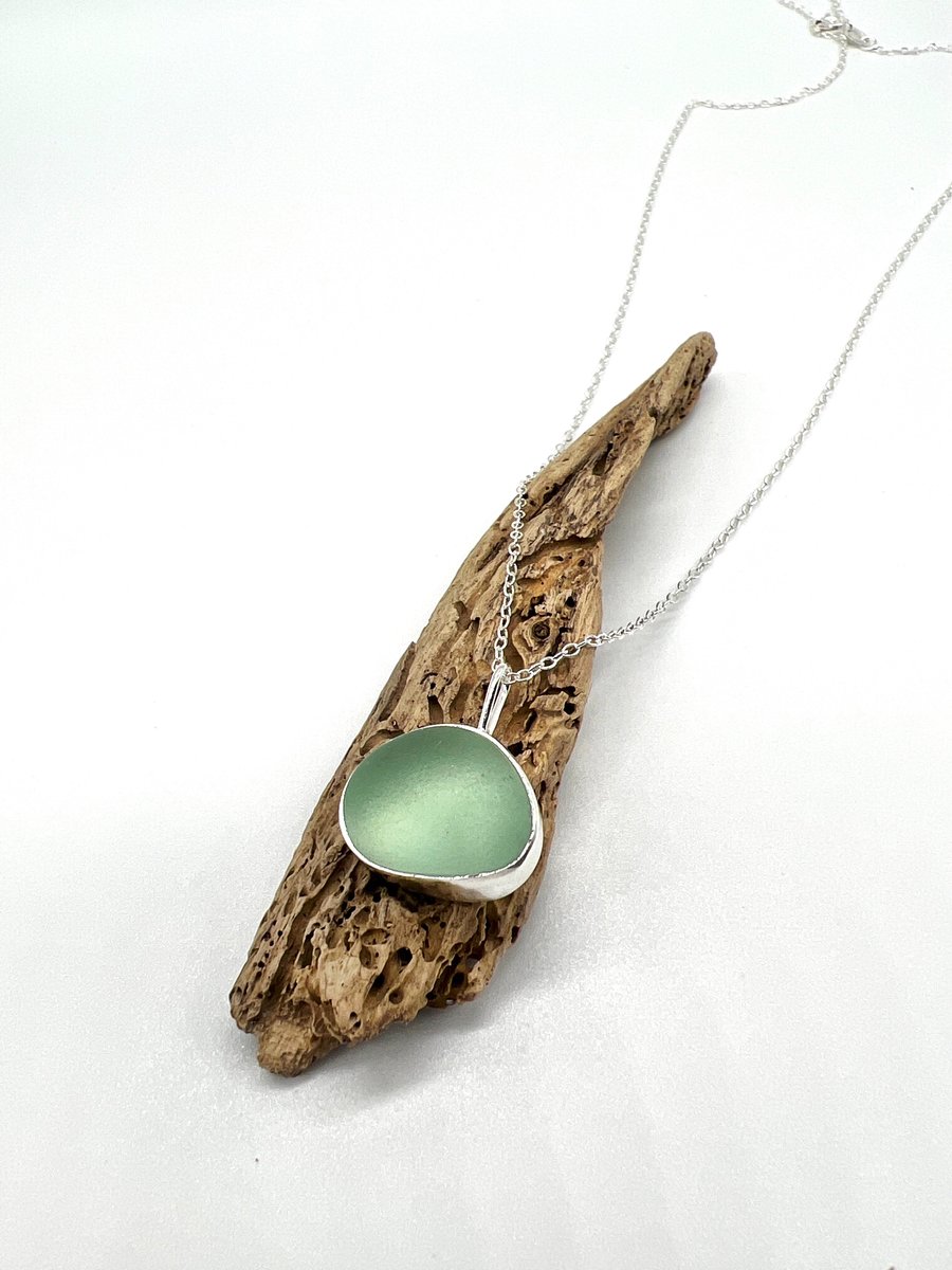 Aqua Sea Glass Necklace 