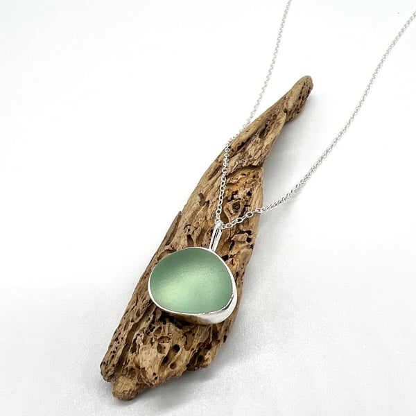 Aqua Sea Glass Necklace 