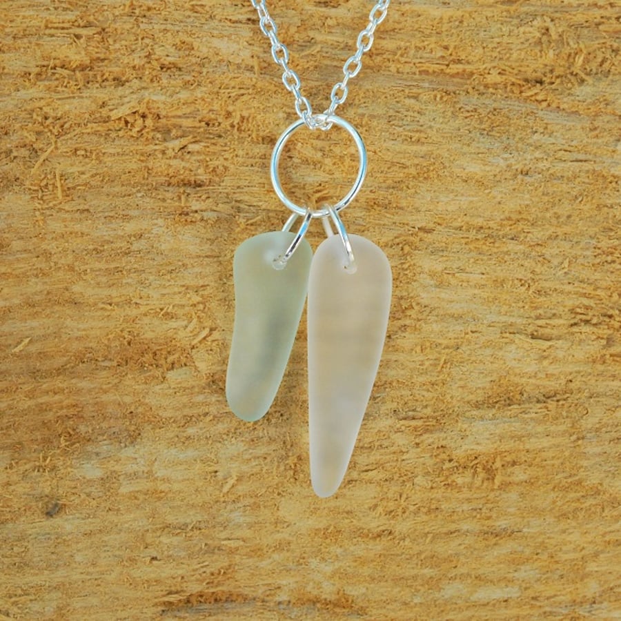 Beach glass icicle cluster pendant