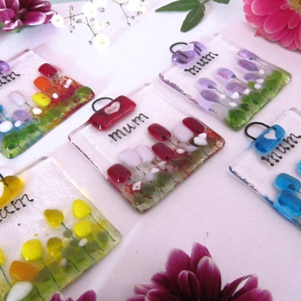 Mum MINI Fused Glass Suncatcher (Choice of Colours)