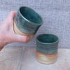 Pair of whisky tumbler or espresso coffee cup in stoneware hand thrown pottery