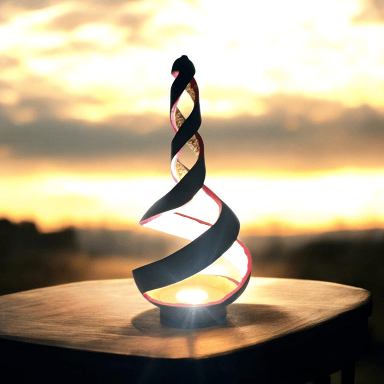 Pale Teal Whirl Gourd Lamp