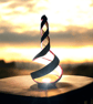 Pale Teal Whirl Gourd Lamp - Image 1