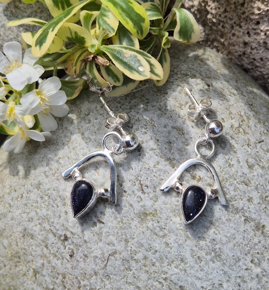Sterling silver and blue goldstone earings