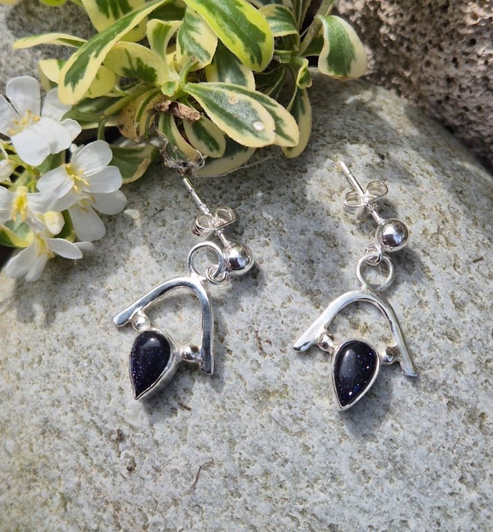 Sterling silver and blue goldstone earings
