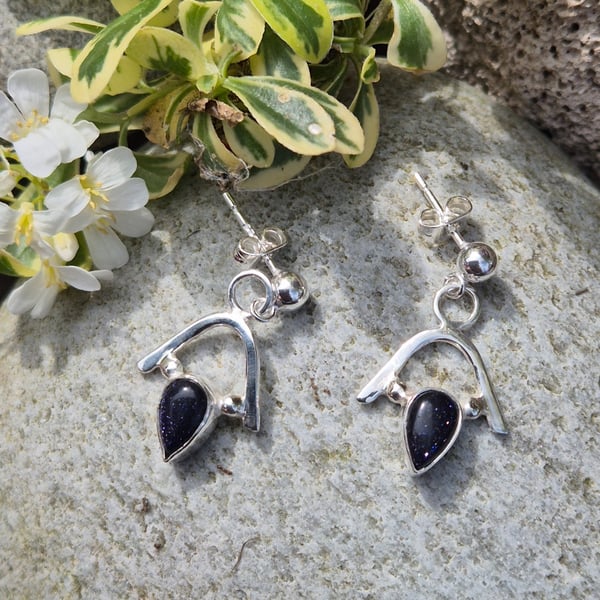 Sterling silver and blue goldstone earings
