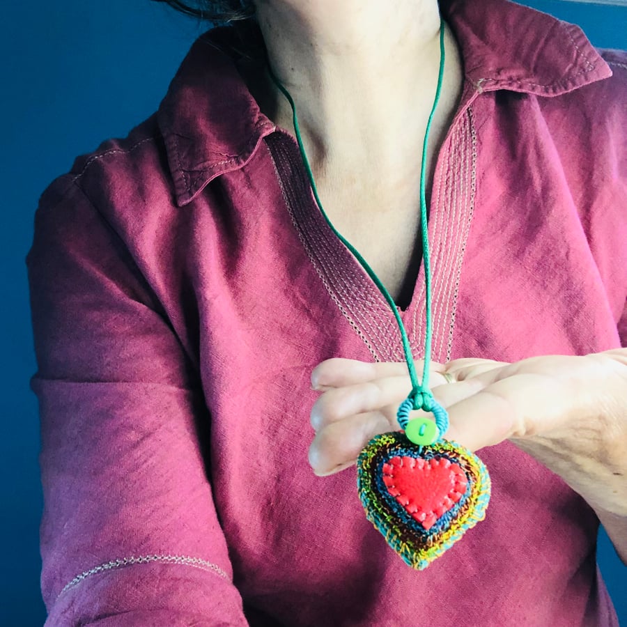 Wire heart pendant from recycled materials