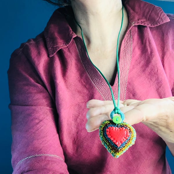 Wire heart pendant from recycled materials