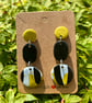 Stunning Black and Lime Green-Patterned Drop Earrings