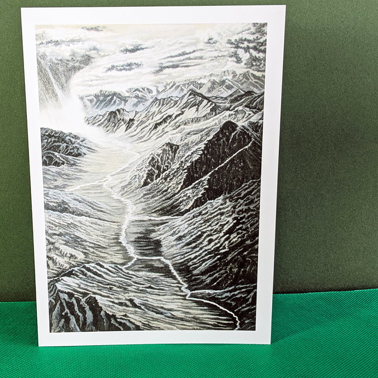 Mountain Storm Art Card: Blank or Personalised A5-Size Greetings Card