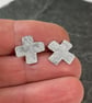 sterling silver kiss cross stud earrings - Image 8