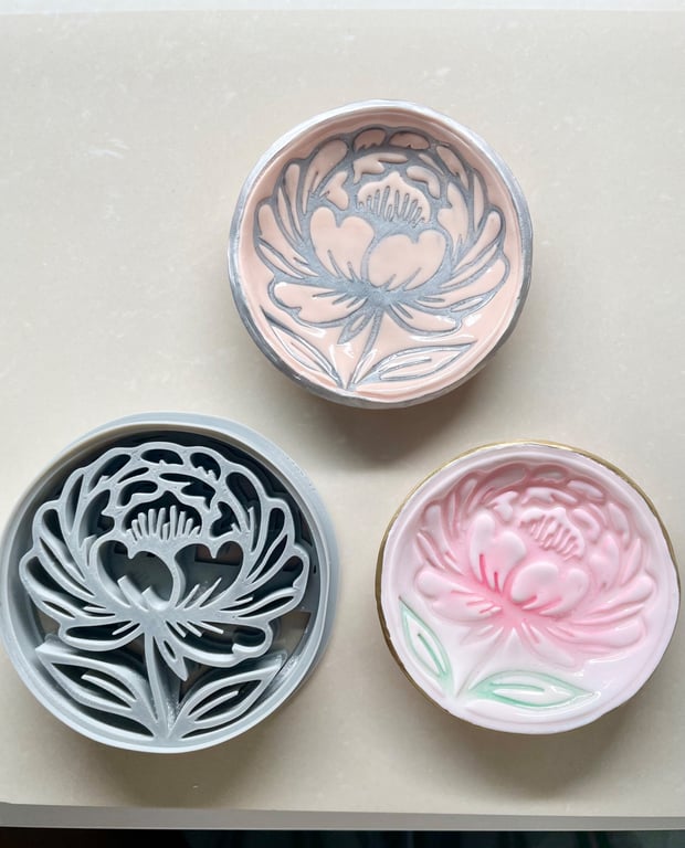 Peony ring dish cutter 3.5 inch beautiful design for makers to make your own