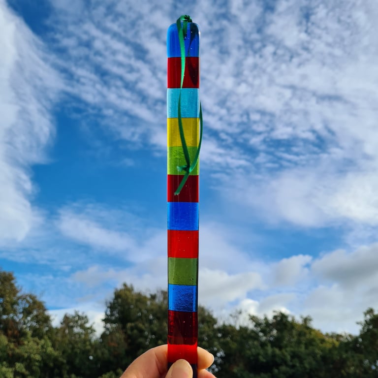 Long stripy fused glass decoration