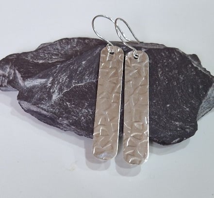 Handmade Sterling Silver Earrings : drops : textured