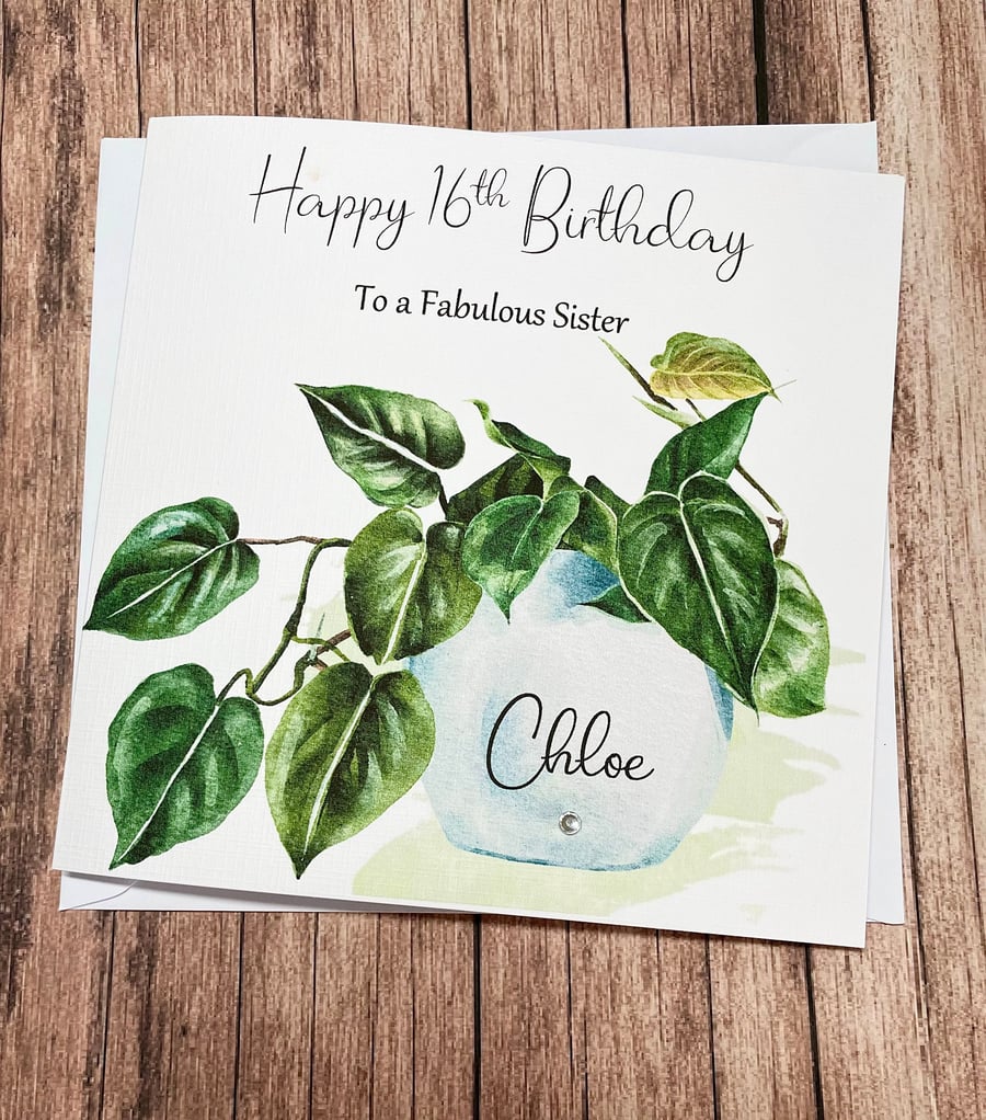 Image of Personalised Birthday Plant Woman's Card For Her Happy Birthday