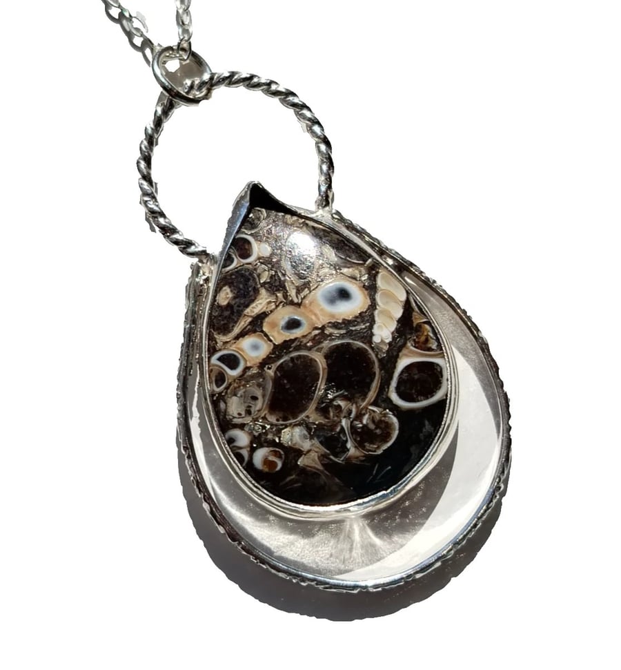 Necklace Silver Turitella Fossil Jewellery Teardrop Pendant Sustainable Gift