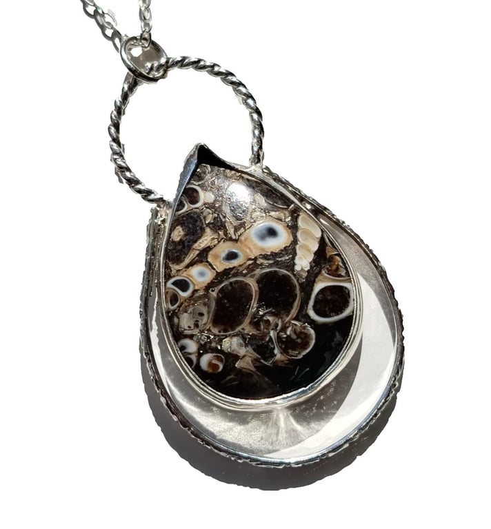 Necklace Silver Turitella Fossil Jewellery Teardrop Pendant Sustainable Gift