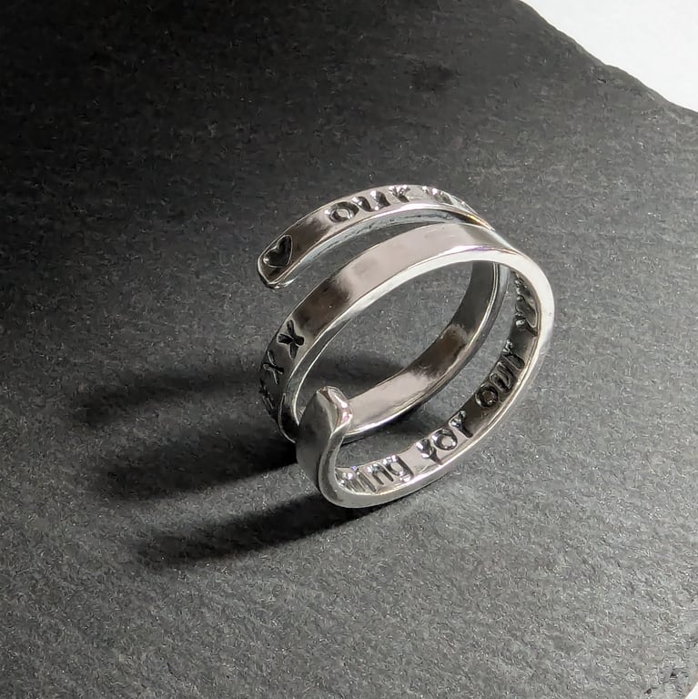 STERLING SILVER Personalised Hand Stamped Ring Handmade Urban Designed Jewellery