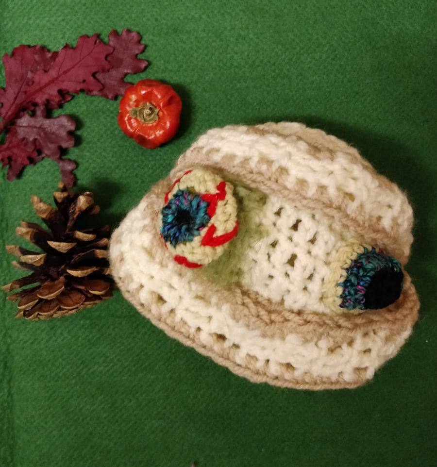 Zombie mummy Halloween handmade crochet baby hat 6-12m