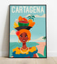 Cartagena retro travel poster, Colombian girl retro print, Colombia wall art - Image 2