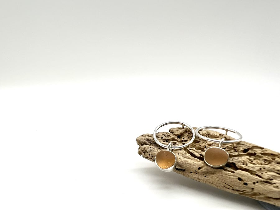 Small Peach Sea Glass Bubble Studs