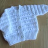 REDUCED 14" Newborn Round Neck White Eyelet Cardigan