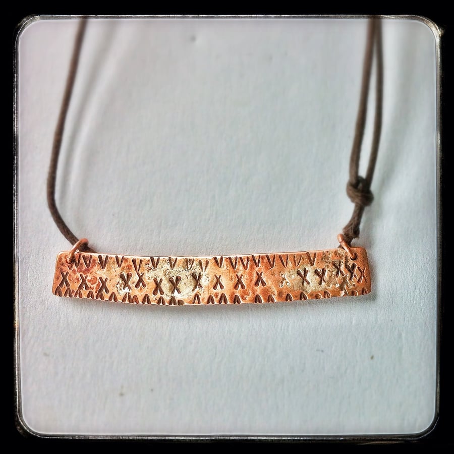 Copper x v bar necklace 