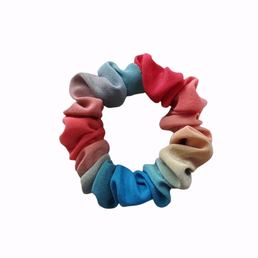 Small bright ombre painted silk hair band.