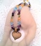 Mixed Gemstone Chip Bead Necklace with a Bronze Heart Charm, Gift for Her - Image 9