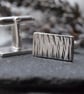 Silver bark textured cufflinks.  - Image 1