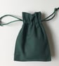 Gold floral drawstring green fabric small  bag hand printed allium flower design - Image 2