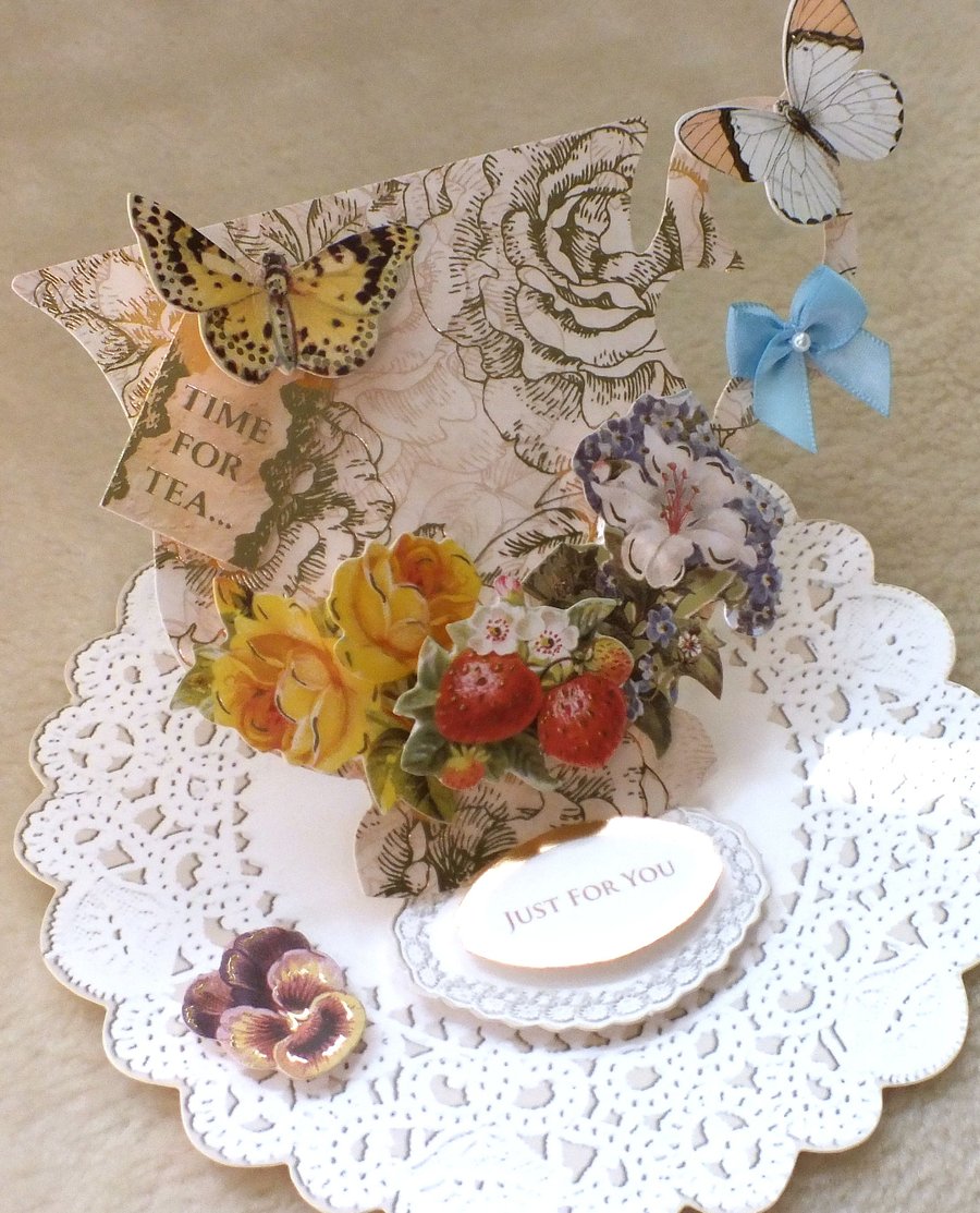 Luxury Handmade Tea Cup Mother's Day Card