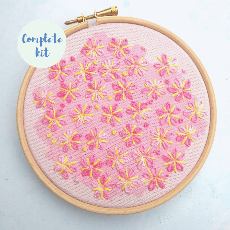 Apple blossom embroidery kit