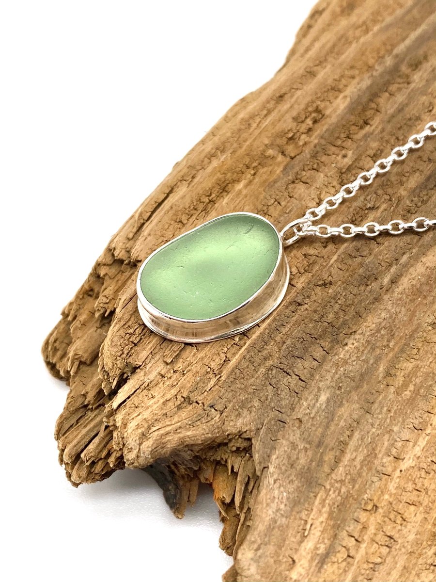 Light Green Sea Glass Necklace