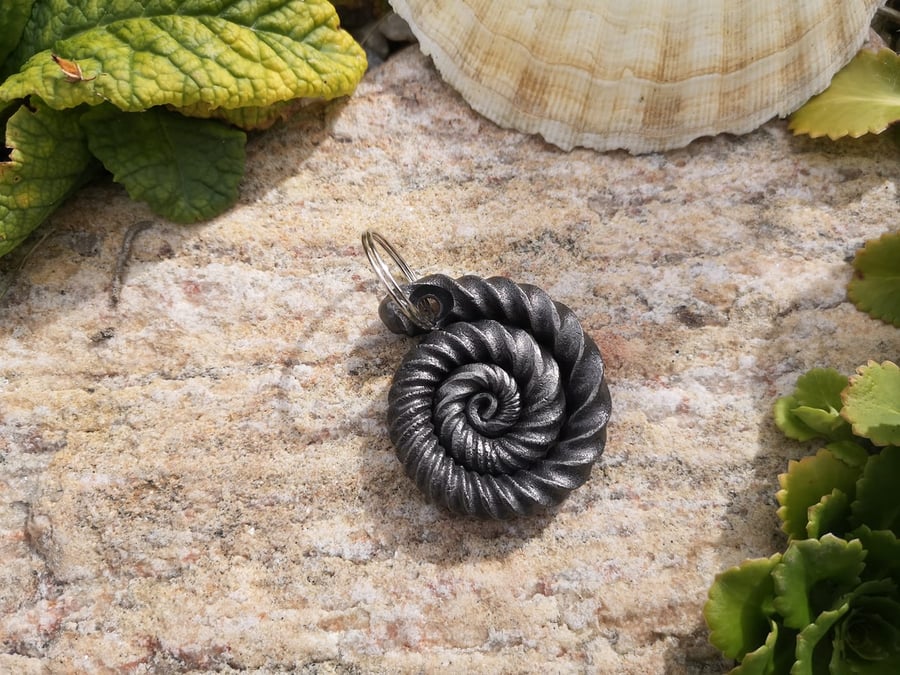 Hand made ammonite style keyring