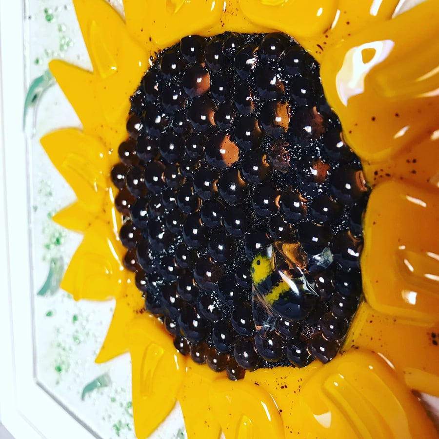 Fused glass sunflower picture (made to order ) 