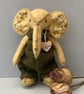Elephant, hand sewn and dressed embroidered elephant, collectable artist bear - Image 2