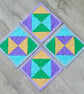 Coaster Set - four coasters with Green, Yellow, Blue and Purple stars fabric. - Image 2