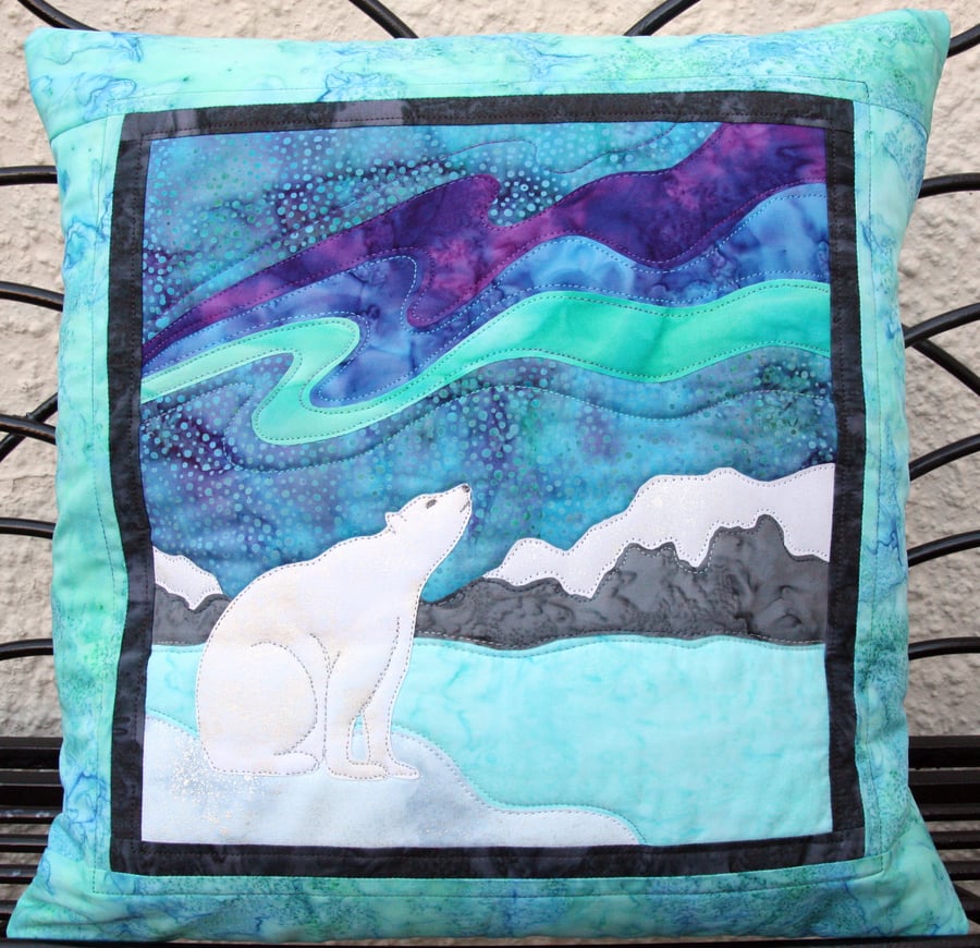 Northern Lights Polar Bear Kit Cushion 