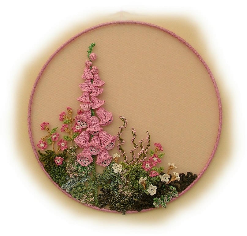 FOXGLOVE Knitted Picture by Georgina Manvell Flower Knitting Pattern PDF by emai