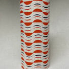 Perfectly Imperfect - Hand printed tall slim lampshade. Orange, navy